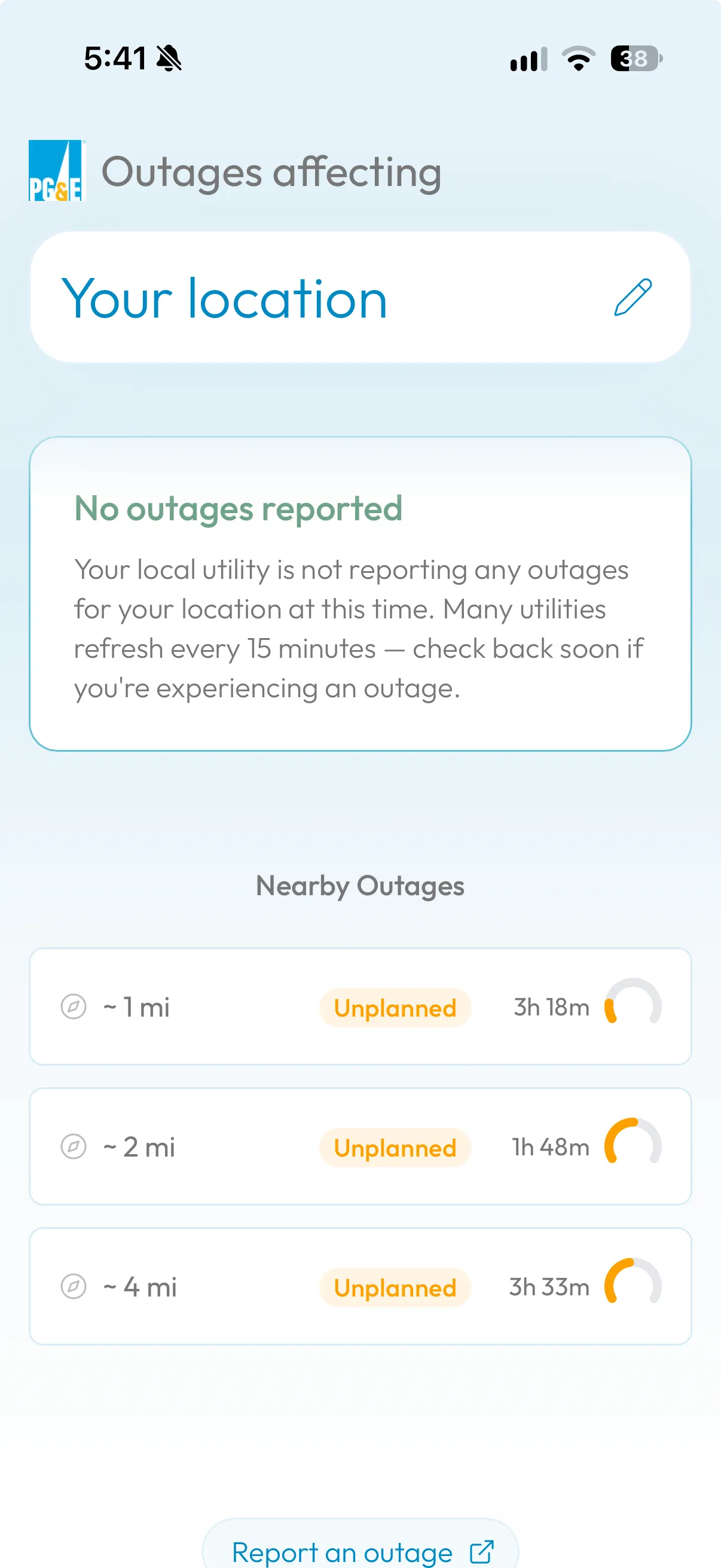 PG&E Outages, light mode