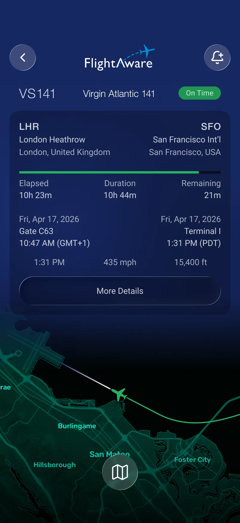 FlightAware: map