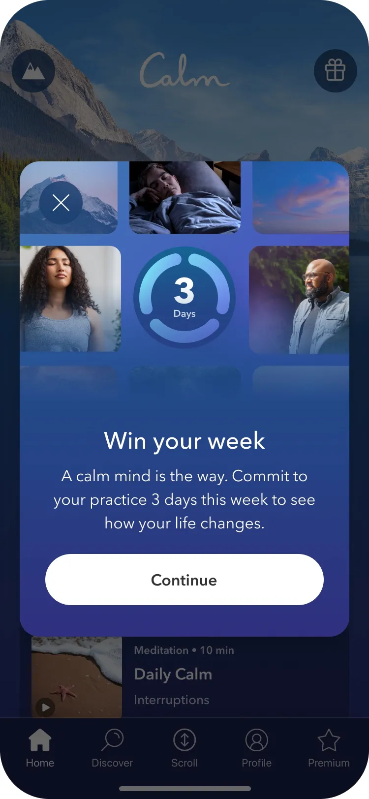 Calm: “Win your week”, a three-day goal