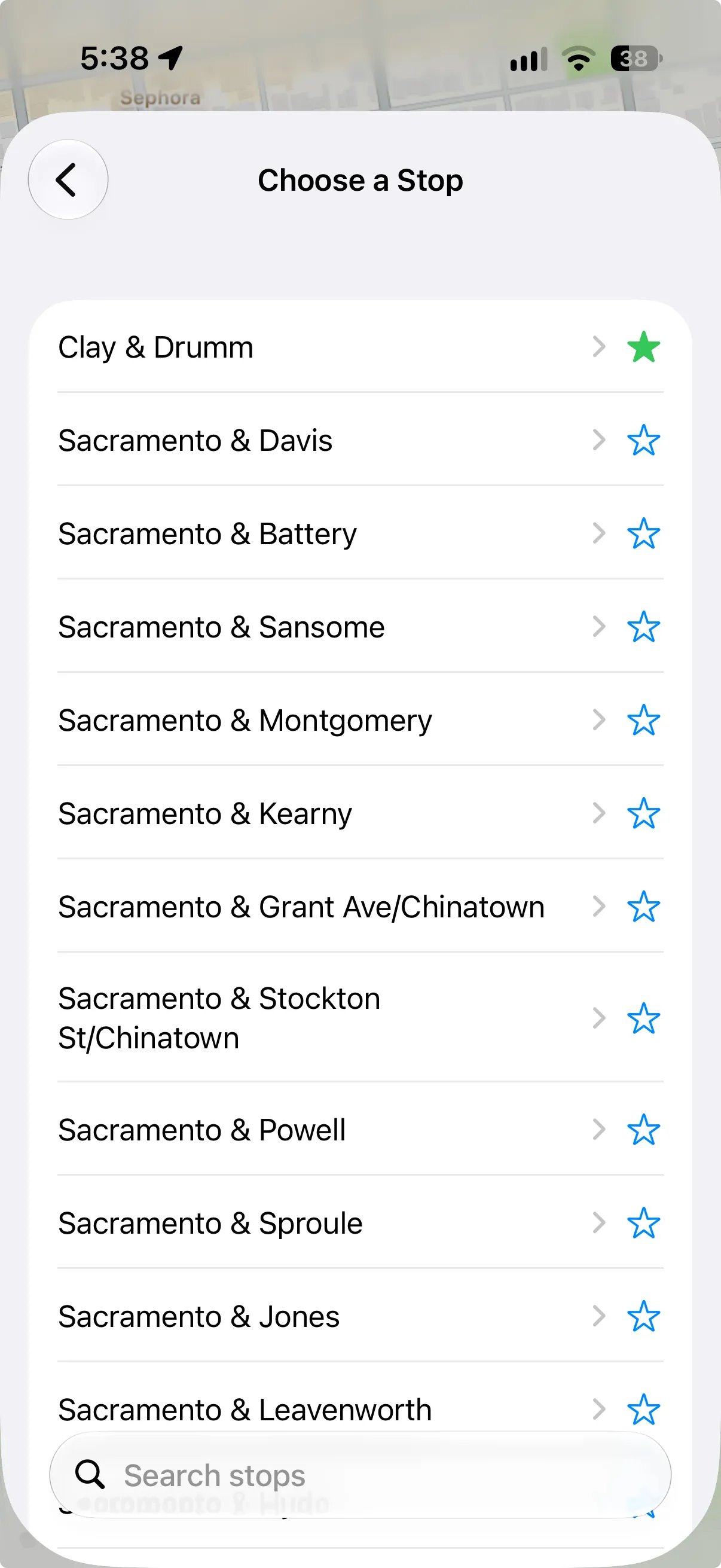 My Bus SF nearest stops