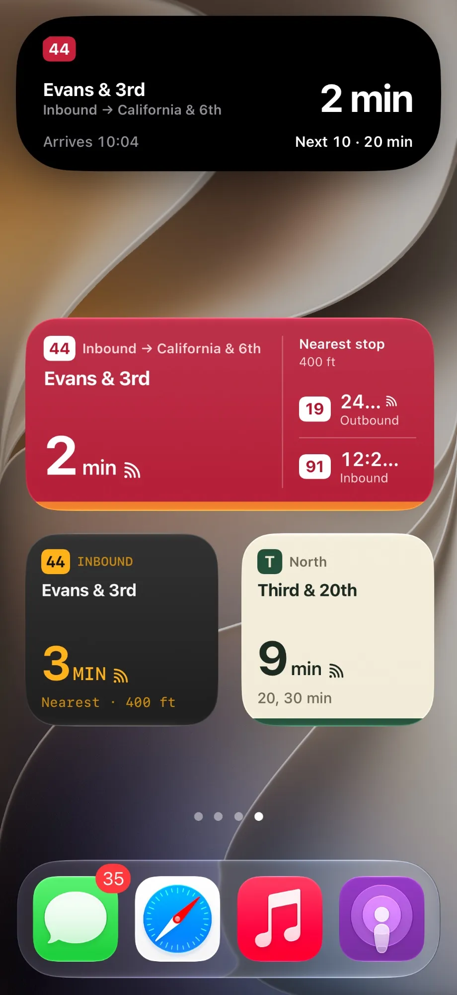 My Bus SF: Home Screen widgets